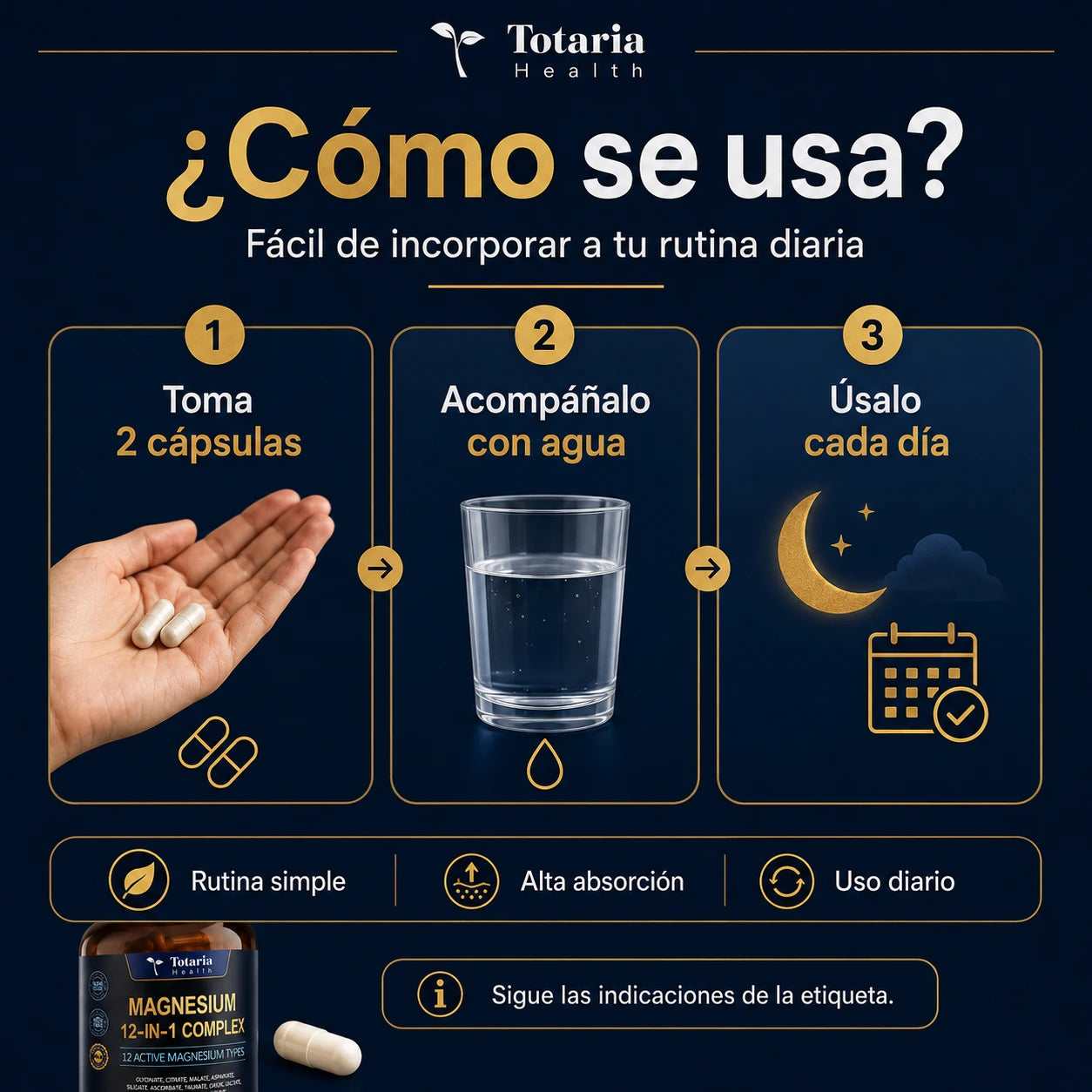 Complejo avanzado con 12 formas de magnesio de alta absorción para apoyar músculos, nervios, energía y bienestar diario. ( 120 cápsulas)