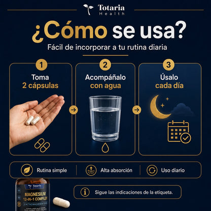 Complejo avanzado con 12 formas de magnesio de alta absorción para apoyar músculos, nervios, energía y bienestar diario. ( 120 cápsulas)