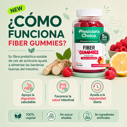 Gomitas con 5 g de fibra que ayudan a aliviar el estreñimiento y favorecen la salud intestinal