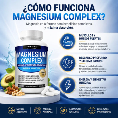 Complejo de Magnesio con 8 tipos de magnesio de alta absorción