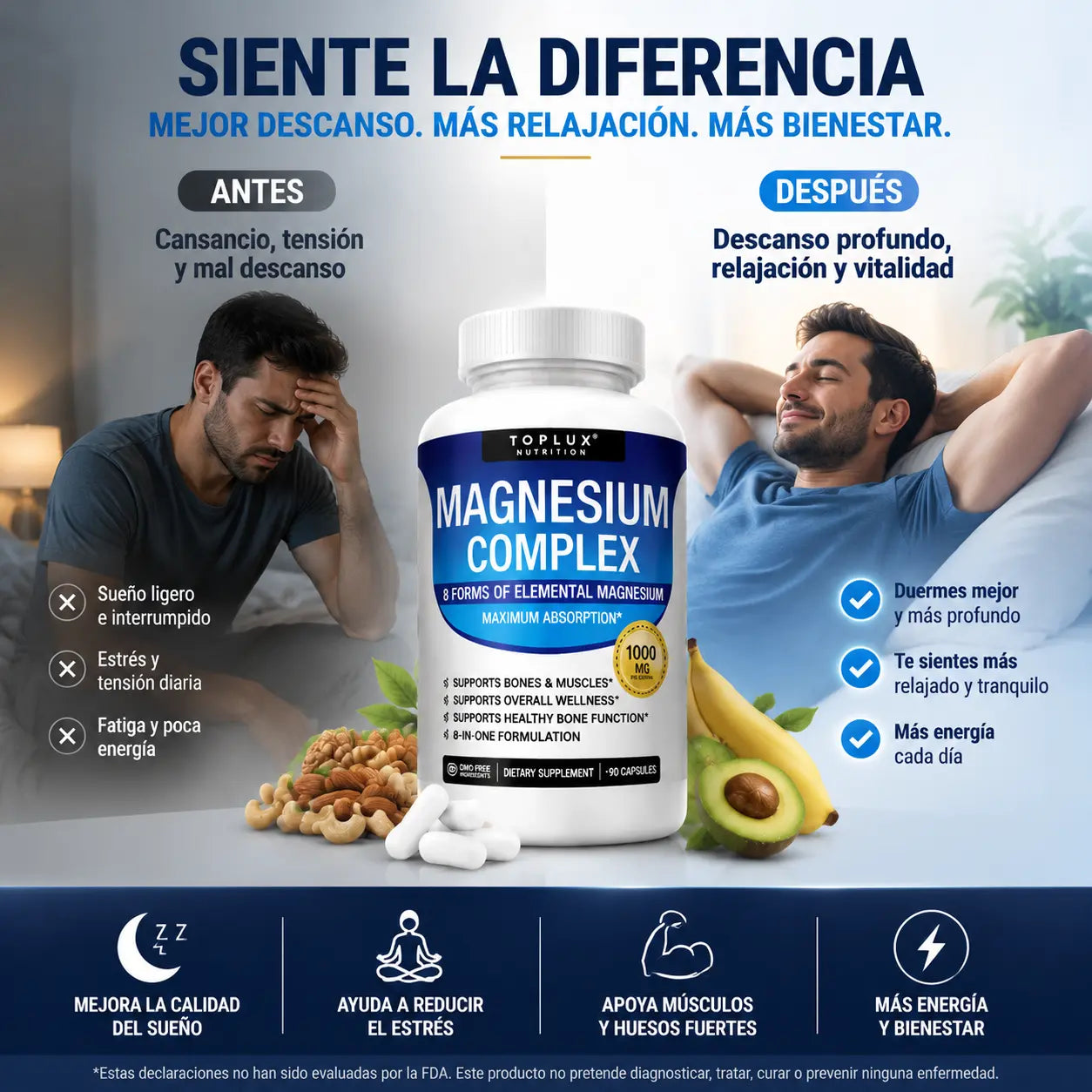 Complejo de Magnesio con 8 tipos de magnesio de alta absorción