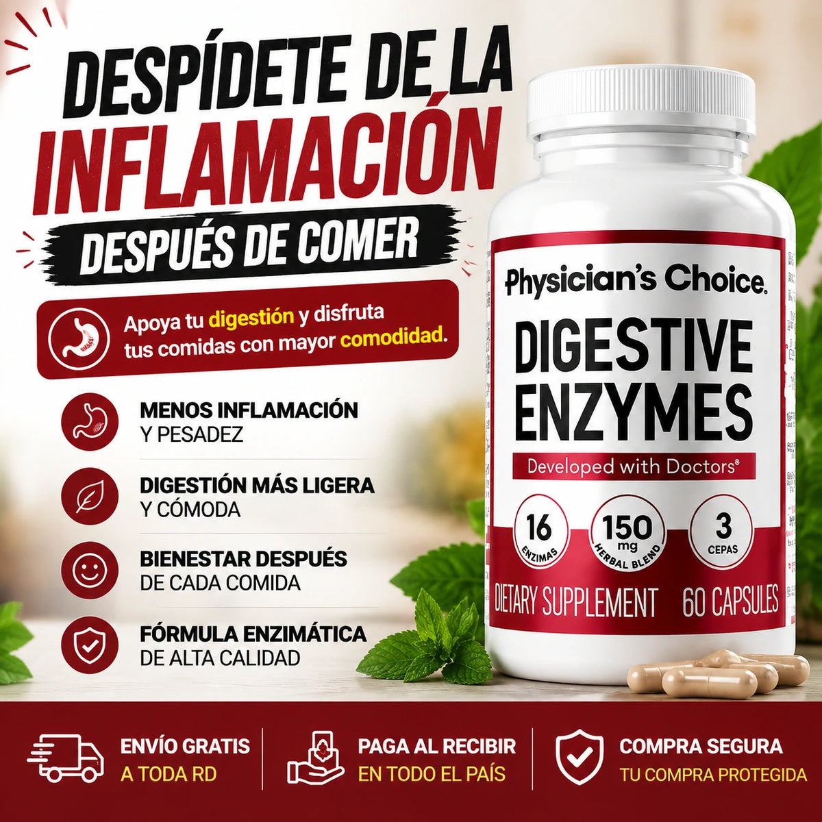 Digestive Enzymes | Fórmula Avanzada Con Enzimas + Probióticos Para Tu Bienestar Digestivo