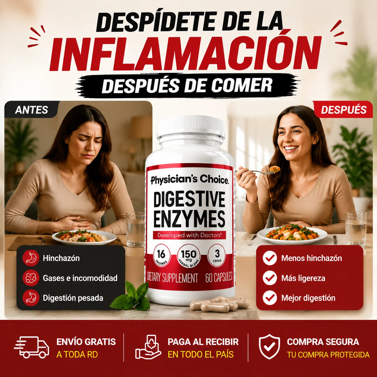 Digestive Enzymes | Fórmula Avanzada Con Enzimas + Probióticos Para Tu Bienestar Digestivo