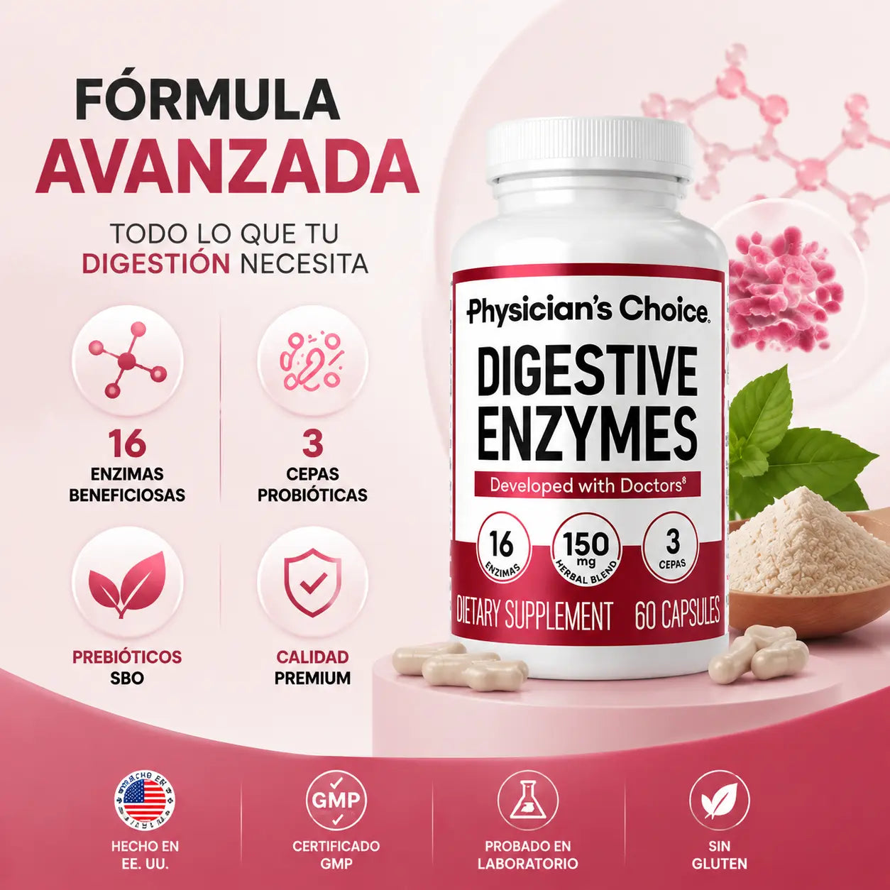 Physician’s Choice Digestive Enzymes™ – Enzimas Digestivas Avanzadas