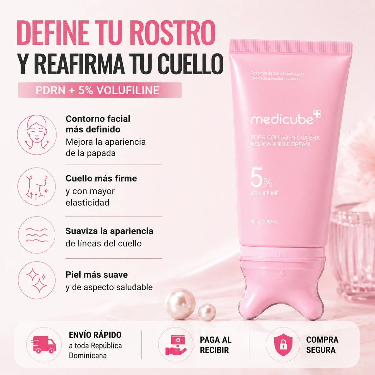 Crema Reafirmante  Gua Sha | Ayuda a Definir el Contorno Facial y Mejorar la Apariencia de la Papada