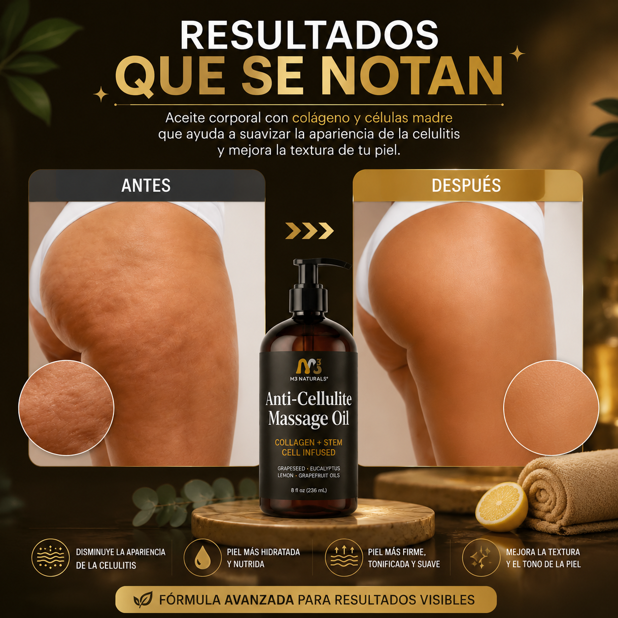 Aceite Anticelulitis con Colágeno + Células Madre ⭐