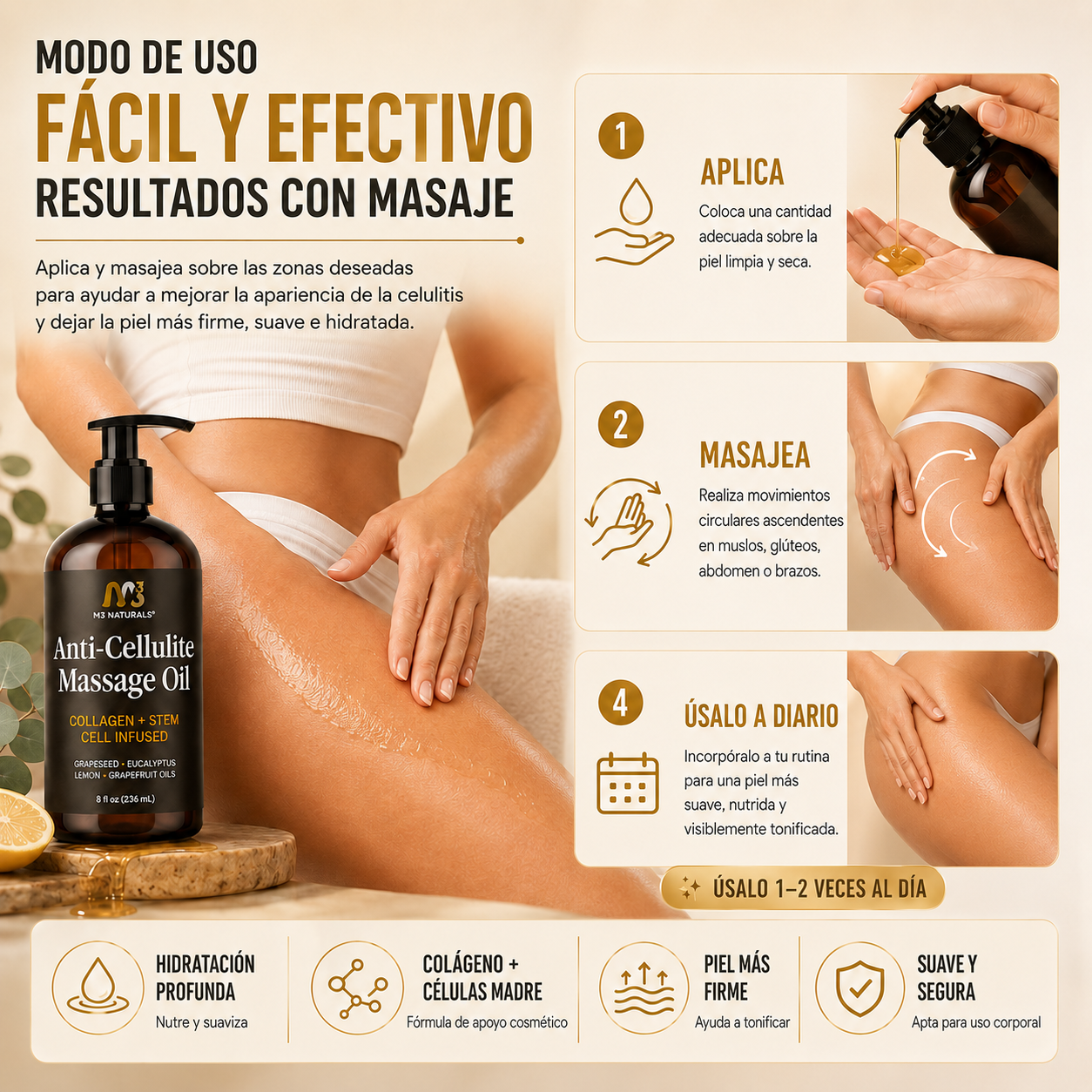 Aceite Anticelulitis con Colágeno + Células Madre ⭐
