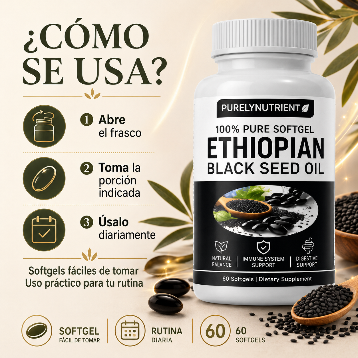 Aceite de Semilla Negra Etíope (60 cápsulas)
